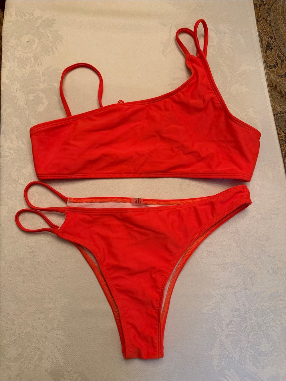 Mango Bright Red One-Shoulder Bikini Set